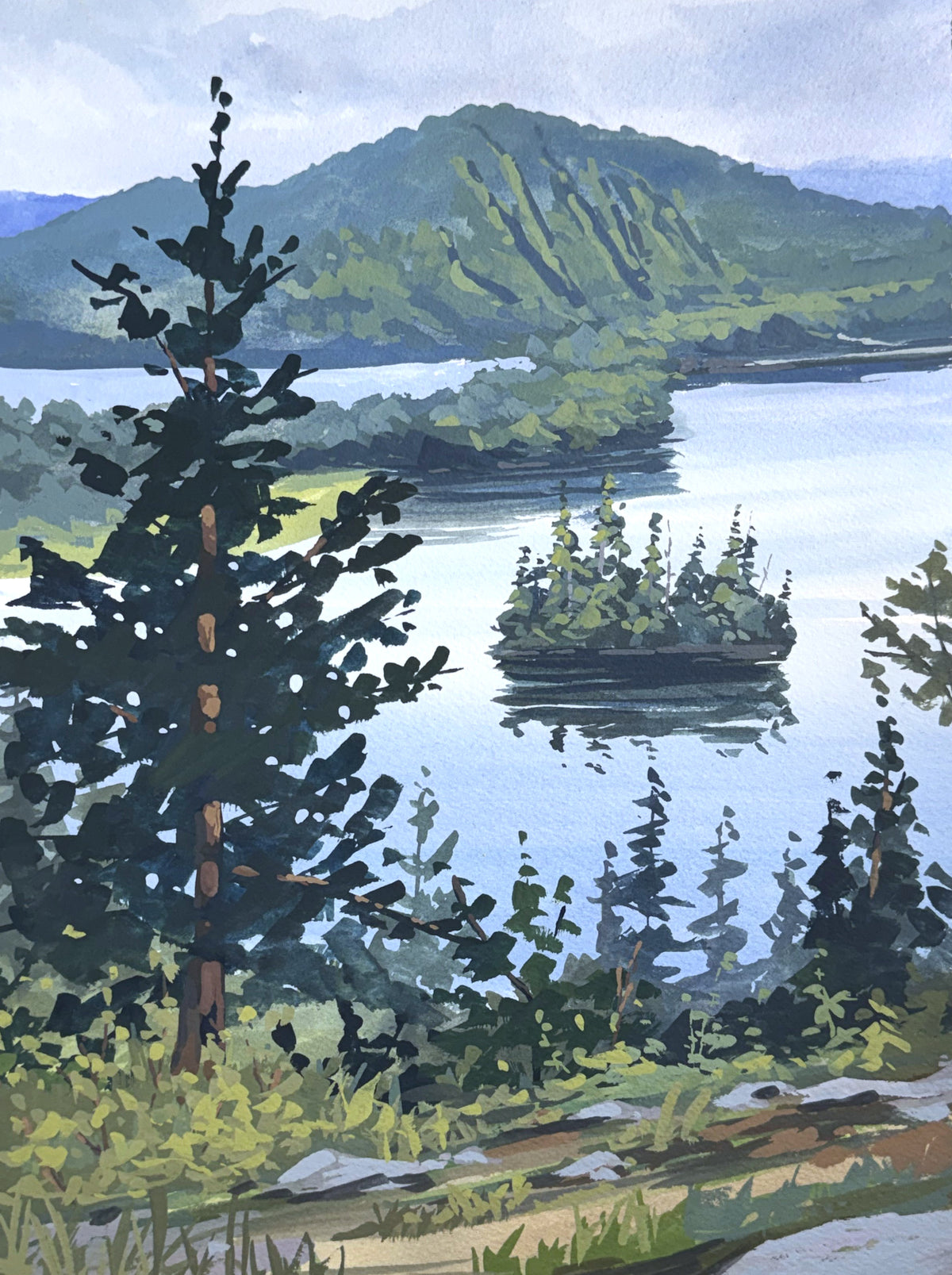 'North Pond Edge' Original Gouache Painting