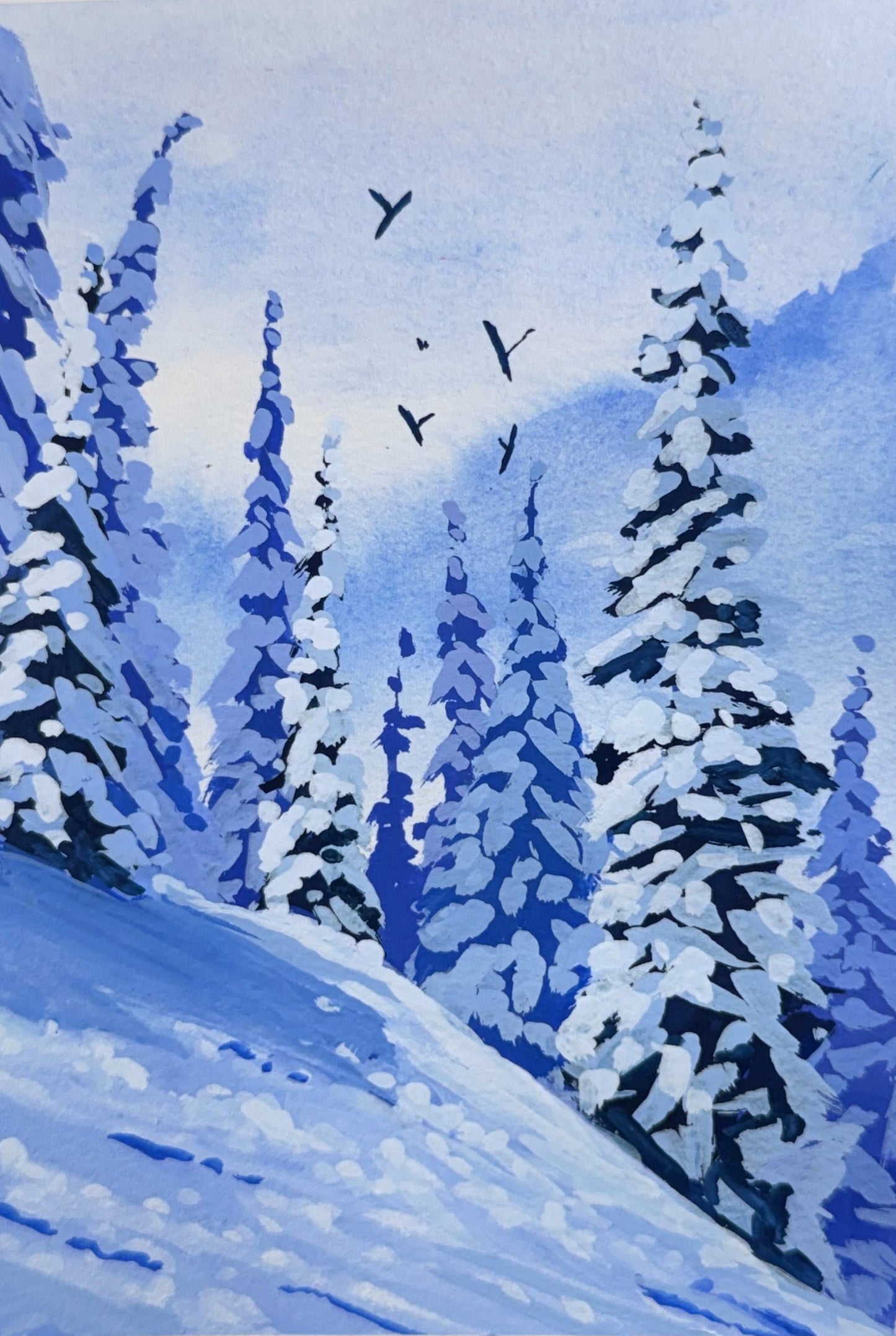 'Quiet Slope' Original Gouache Painting