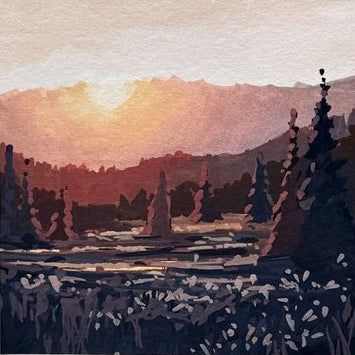 'Sundown' Original Gouache Painting