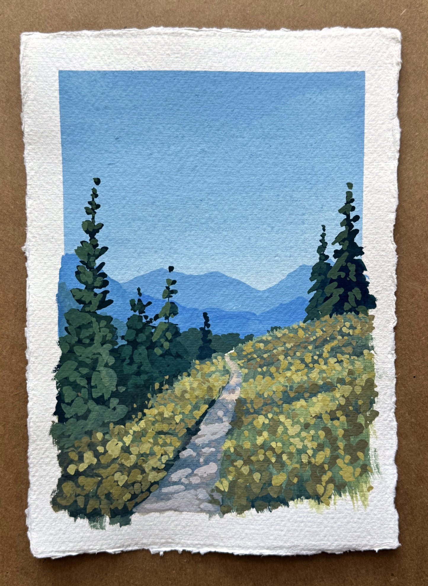 'Through the Flowers' Original Gouache Painting