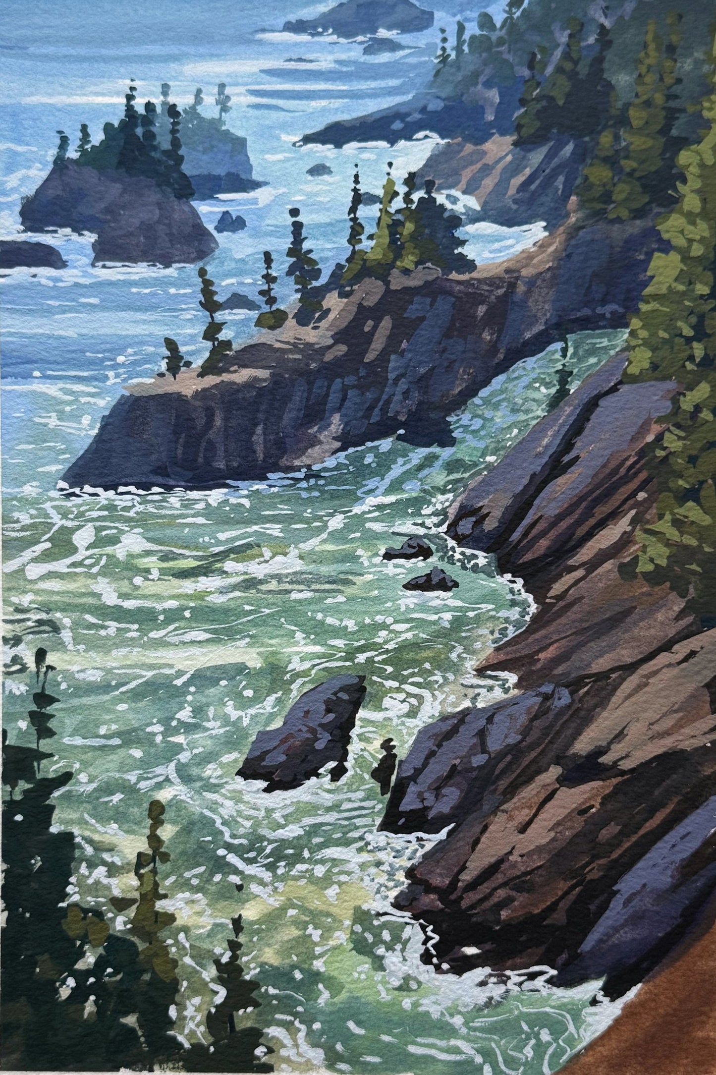 'With the Flow' Original Gouache Painting