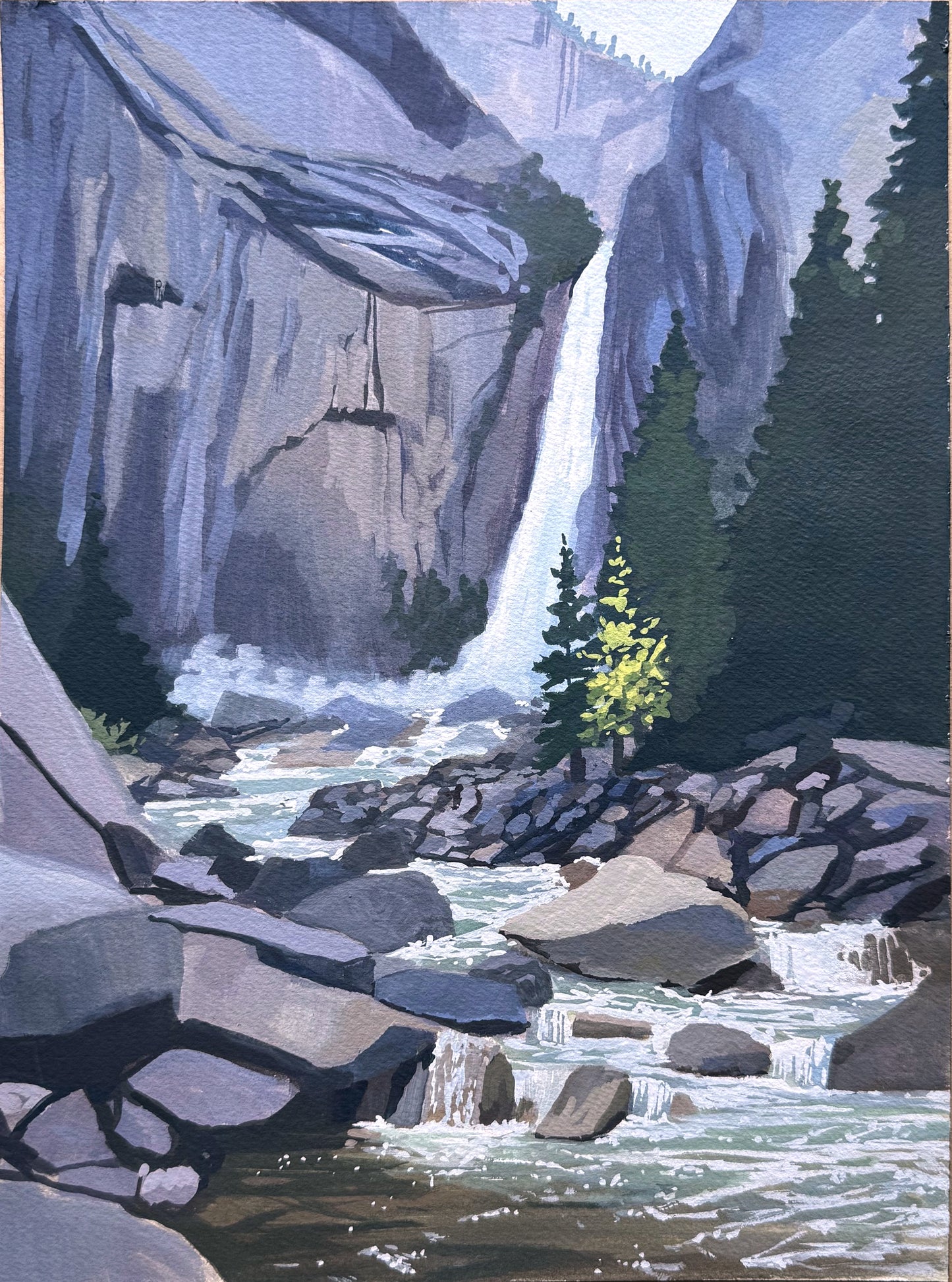 'Yosemite Falls' Original Gouache Painting