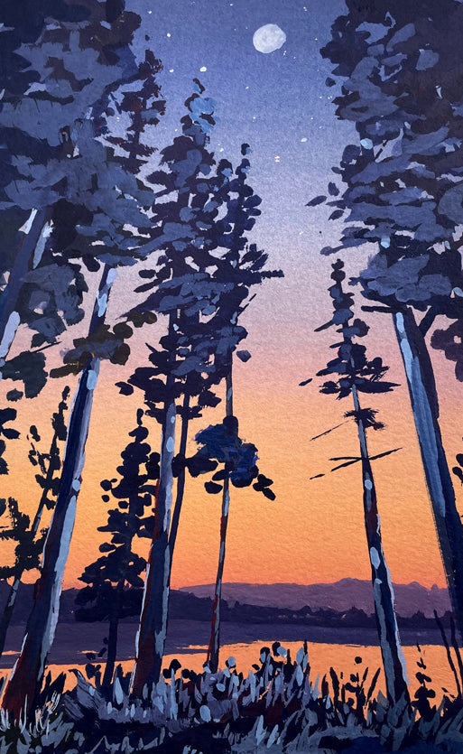 'Beneath the Stars' Original Gouache Painting