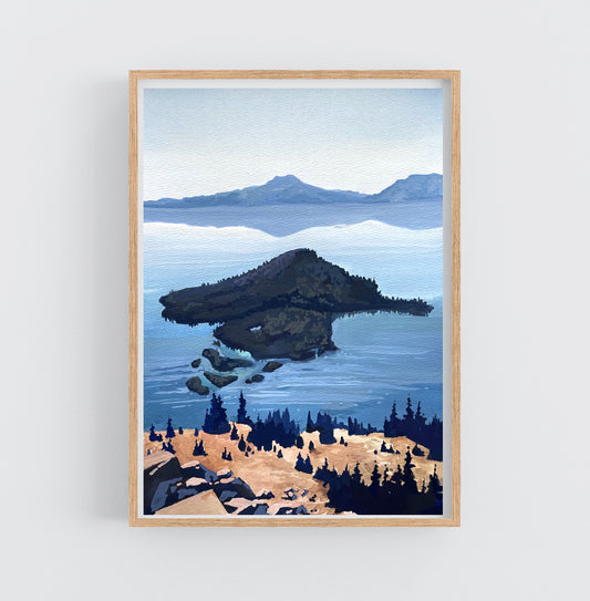 'Crater Lake' National Park Original Gouache Painting