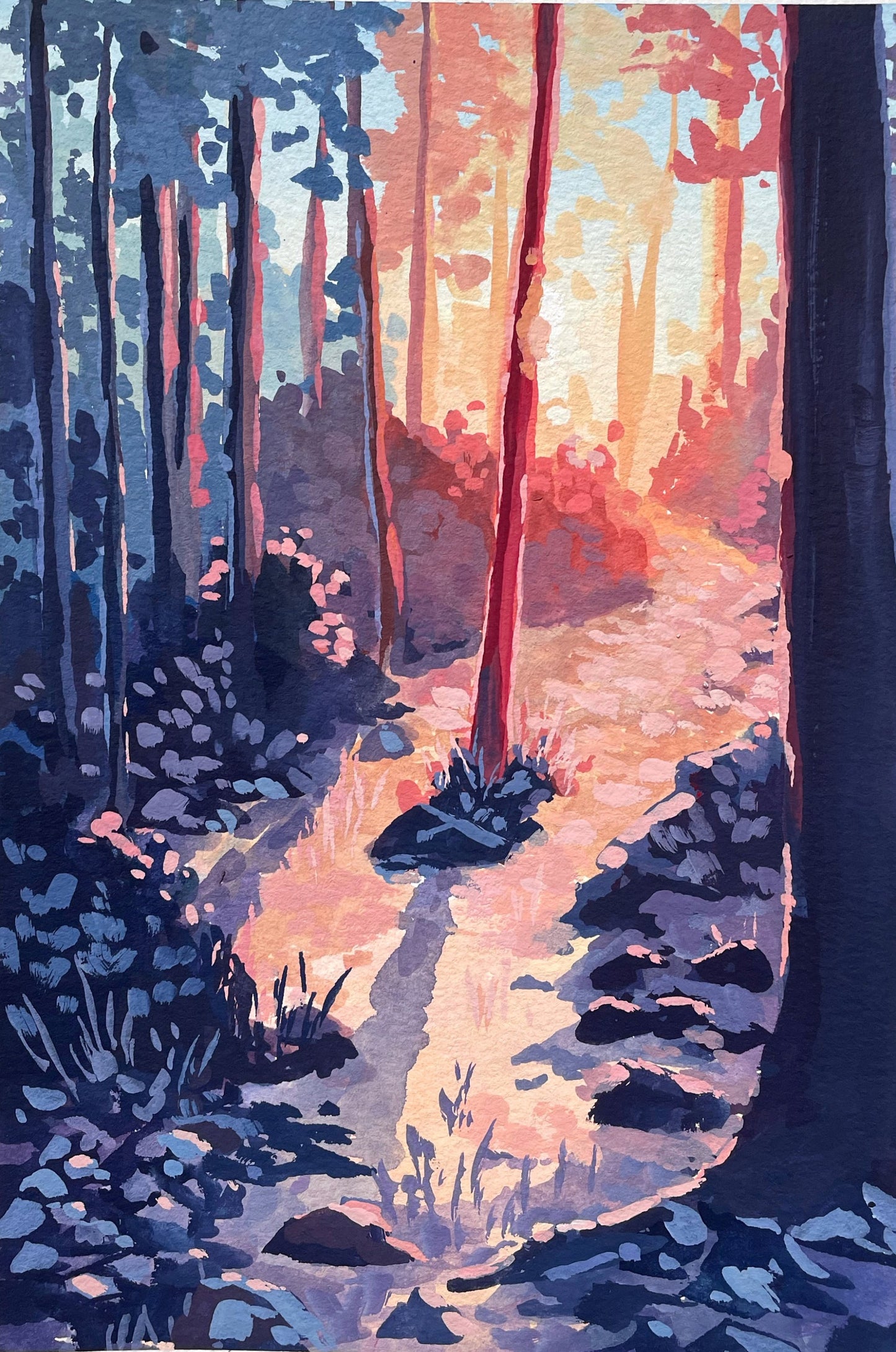 'Enchanted Sunset' Original Gouache Painting