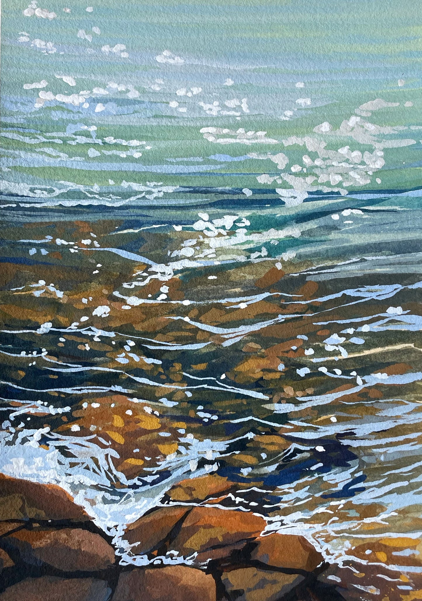 'Gentle Waters' Original Gouache Painting