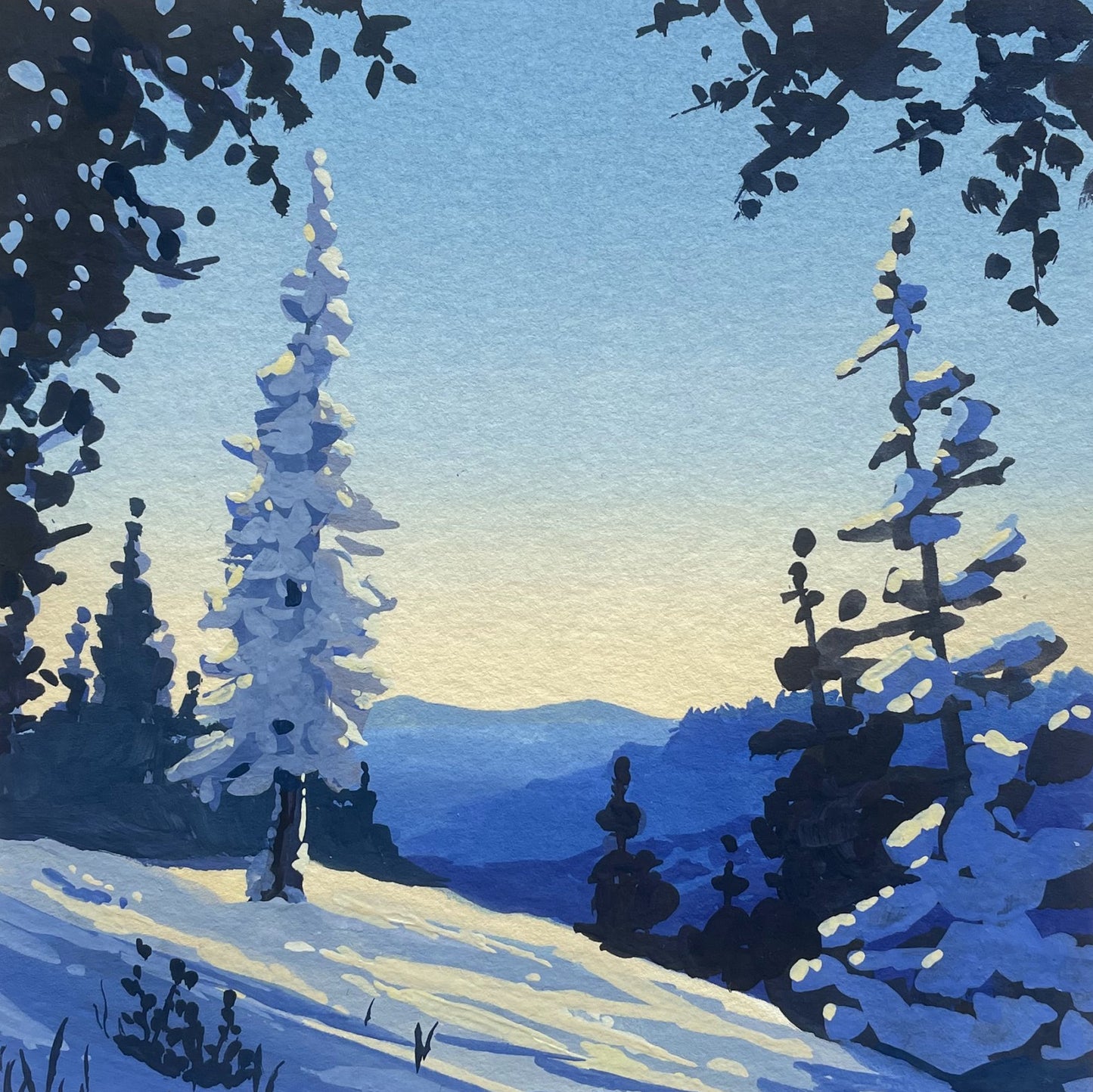 'Iced Over' Original Gouache Painting