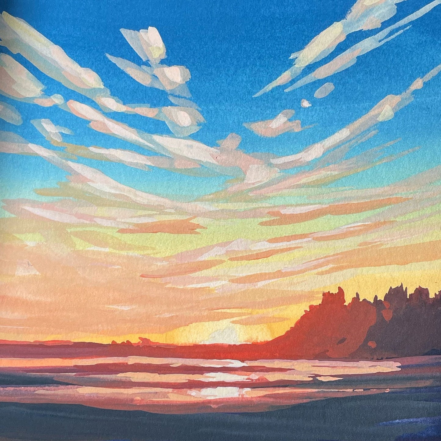 'Majestic Sky' Original Gouache Painting
