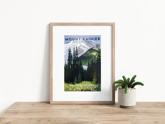 'Mount Rainier' National Park Travel Poster