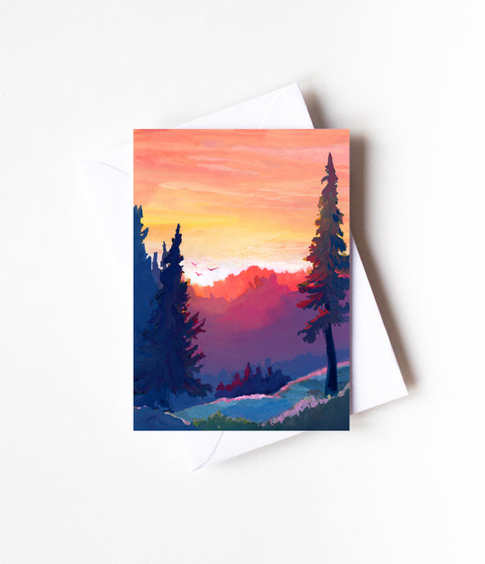 'Mountain Sunset View' Greeting Card