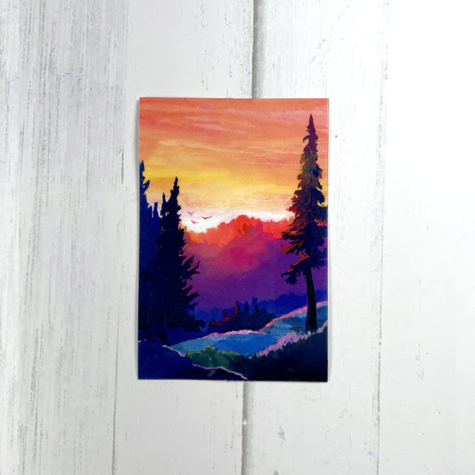 'Mountain Sunset View' Sticker