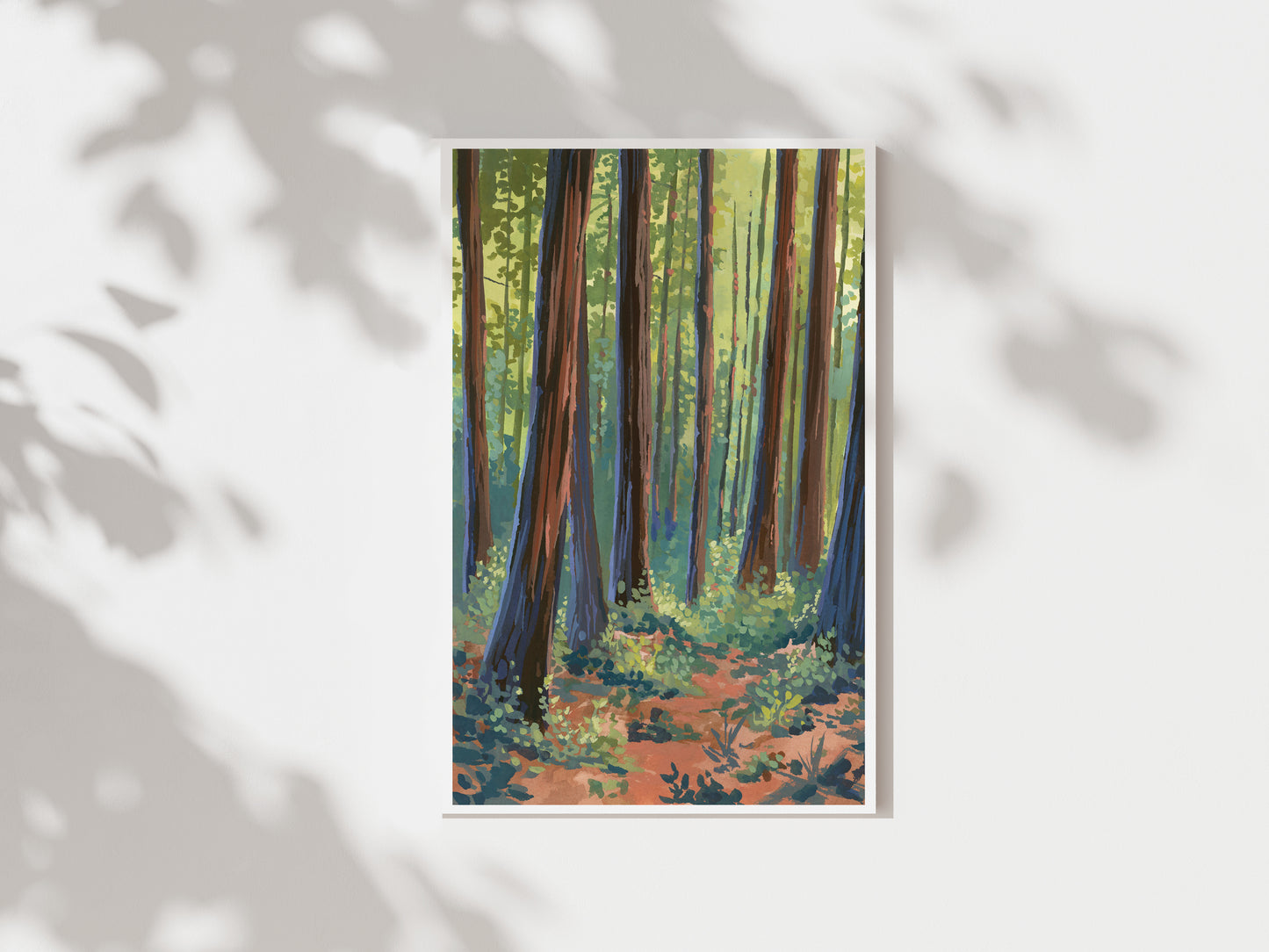 Art print of redwood trees in California’s Muir Woods National Monument.
