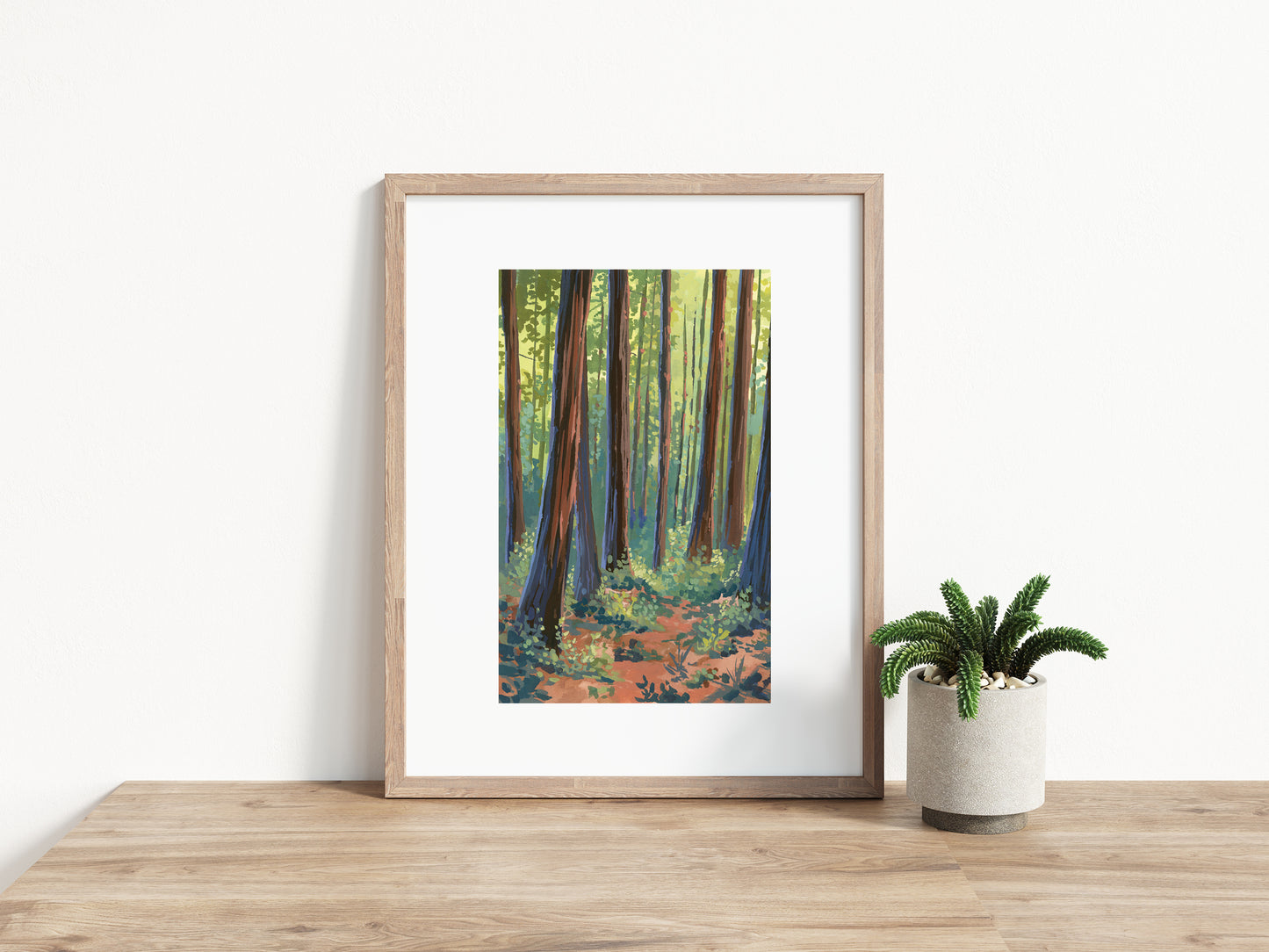 Small framed Art print of redwood trees in California’s Muir Woods National Monument.