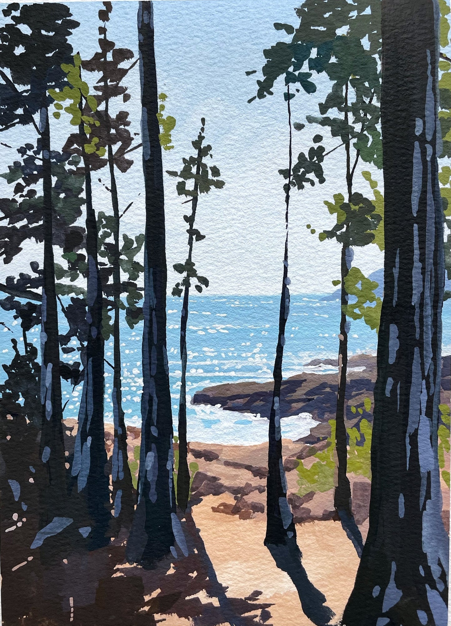 'Ocean Path' Original Gouache Painting