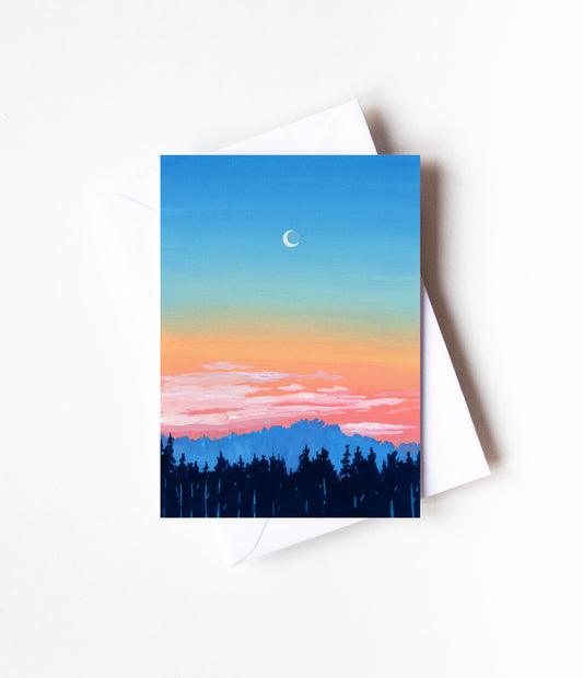 'Pastel Mountain Sunset' Greeting Card