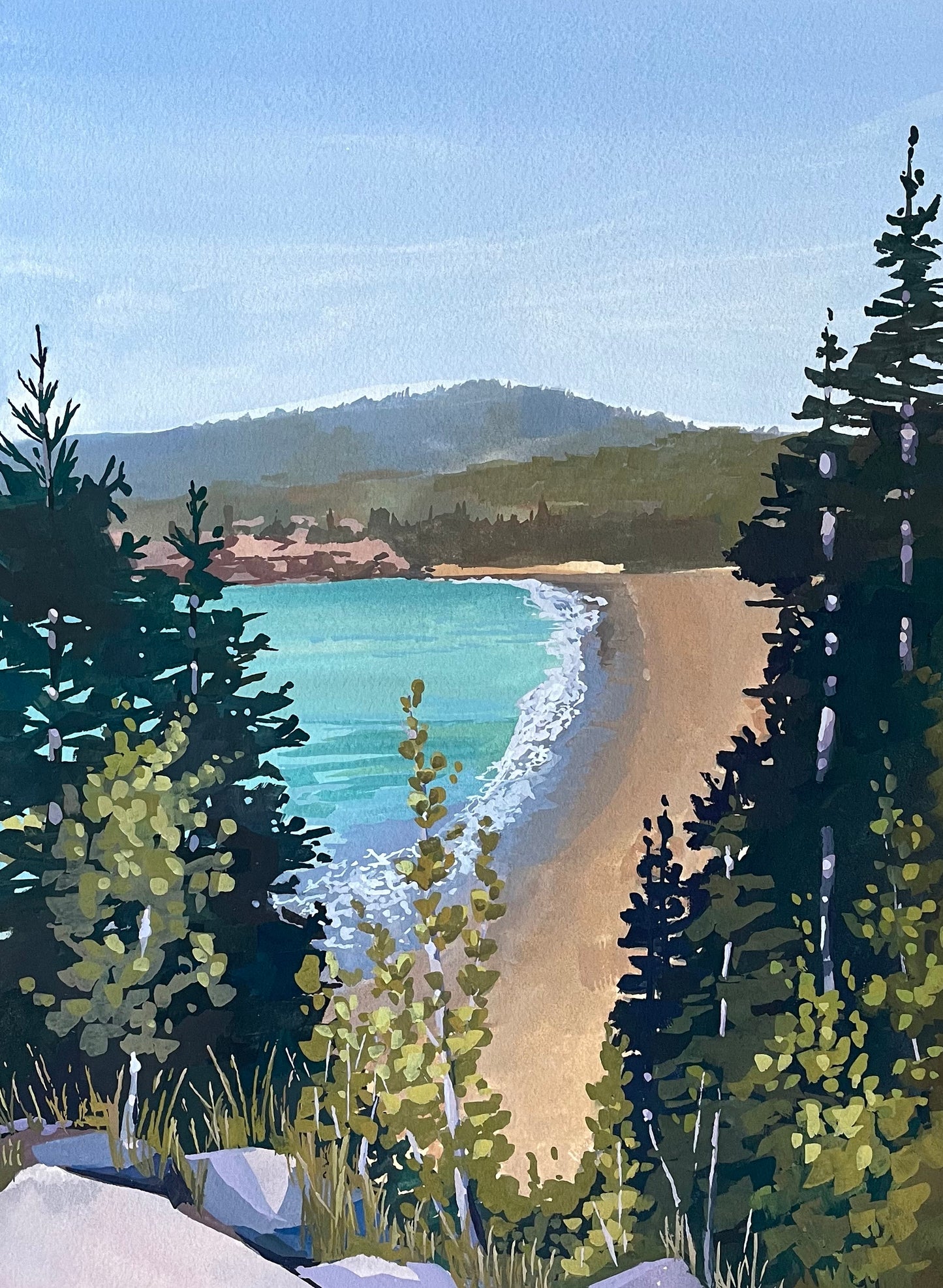 'Sand Beach' Original Gouache Painting