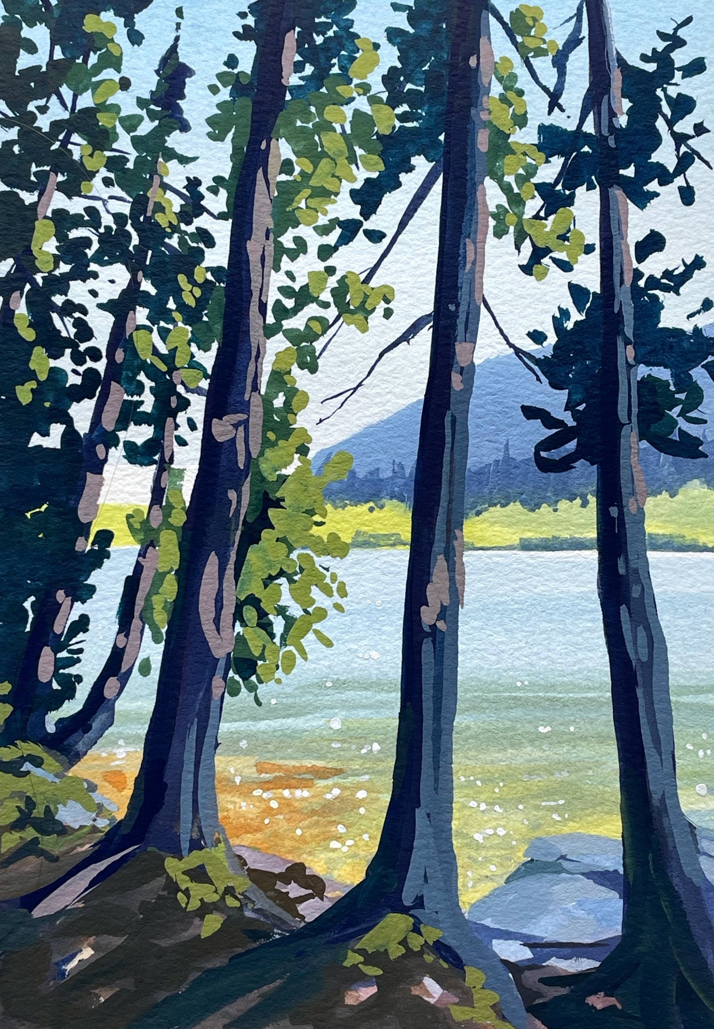 'Pondside Path' Original Gouache Painting