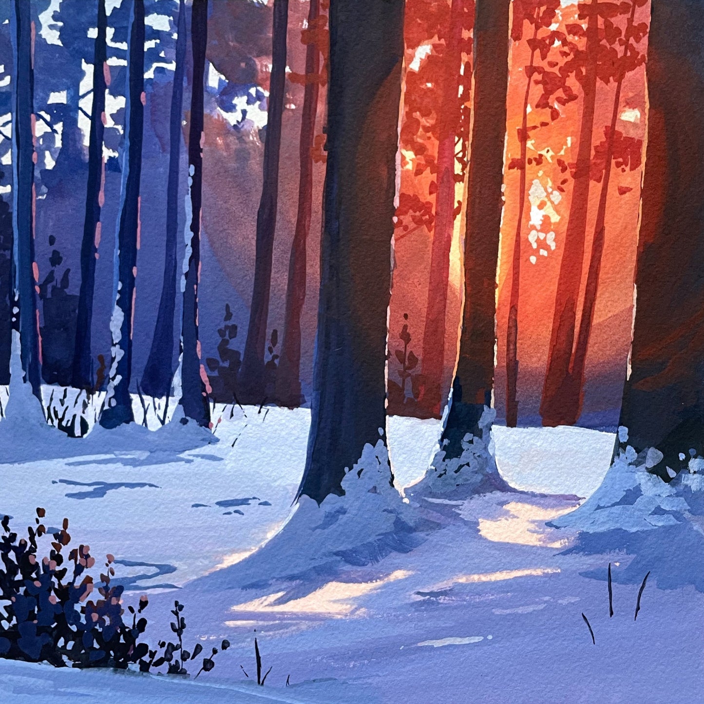 'Winter Escape' Original Gouache Painting
