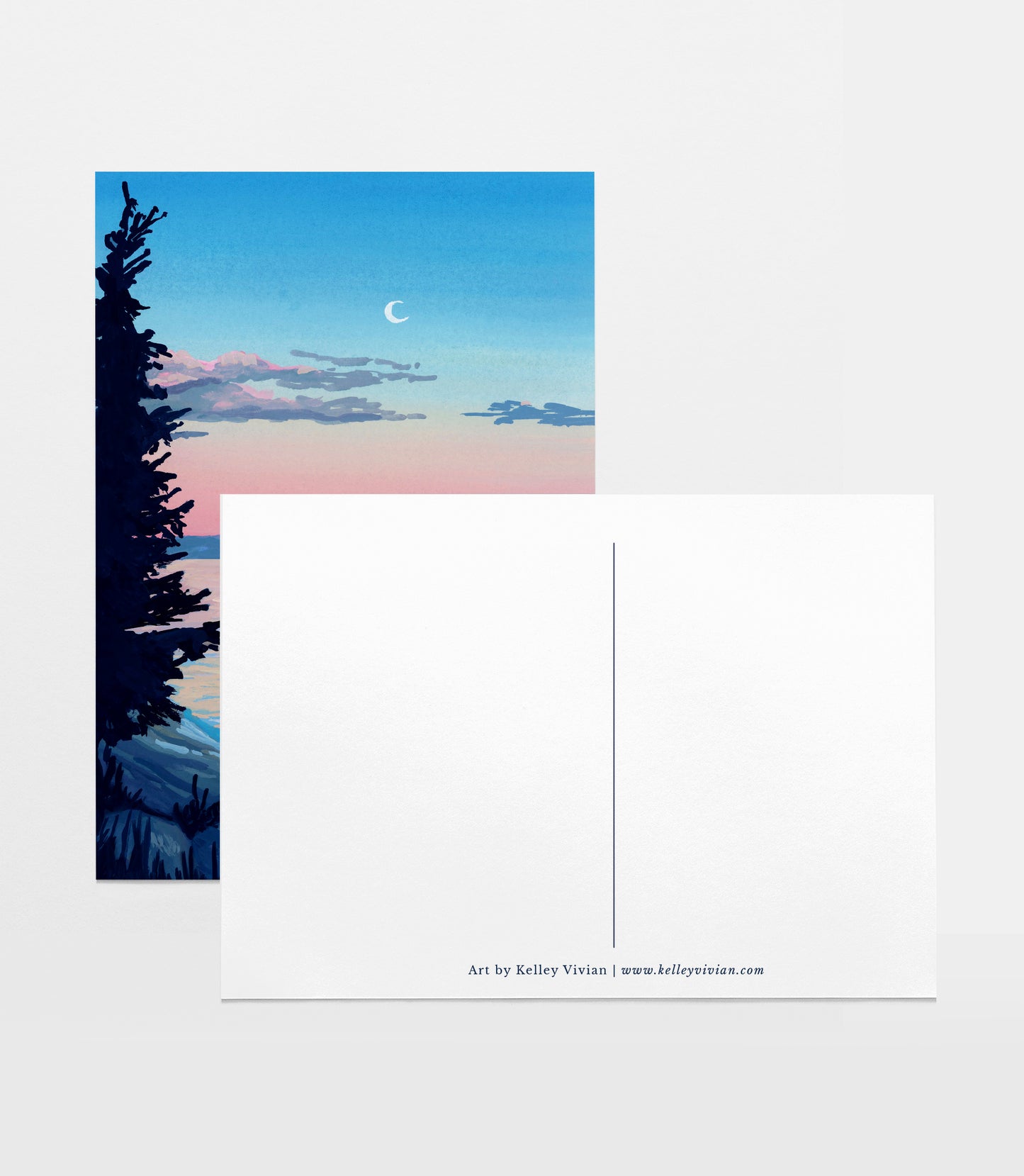 'Moon Over Pastel Lake' Postcard