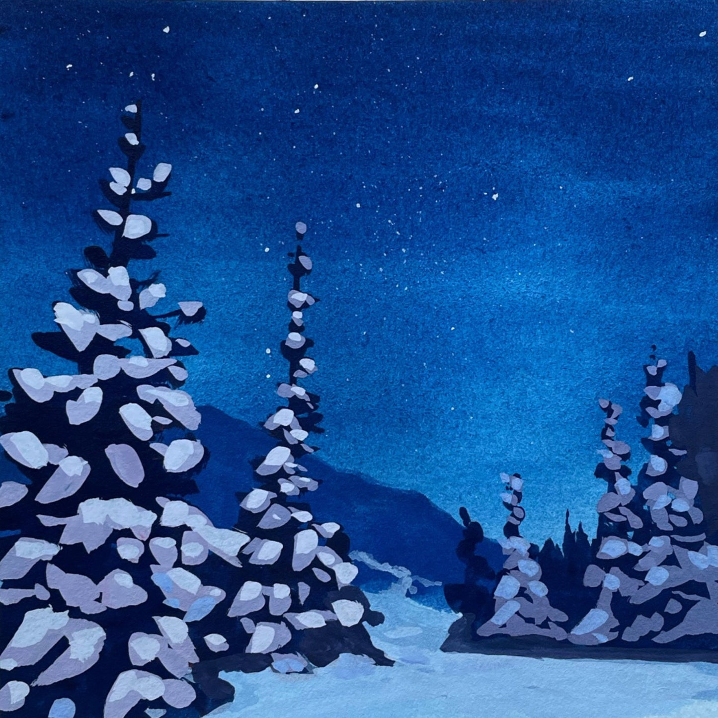 'Snowfall' Original Gouache Painting