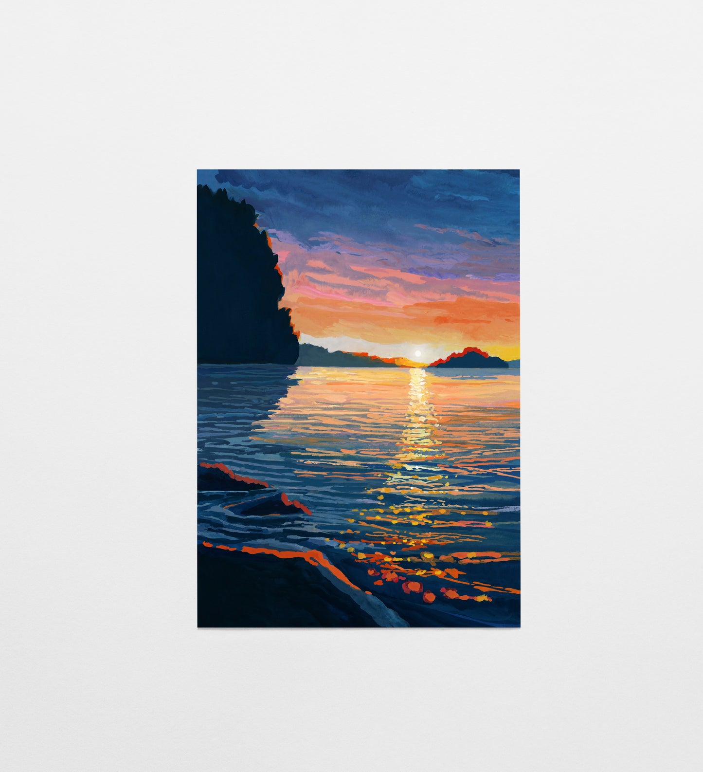 'Sparkling Lake Sunset' Postcard