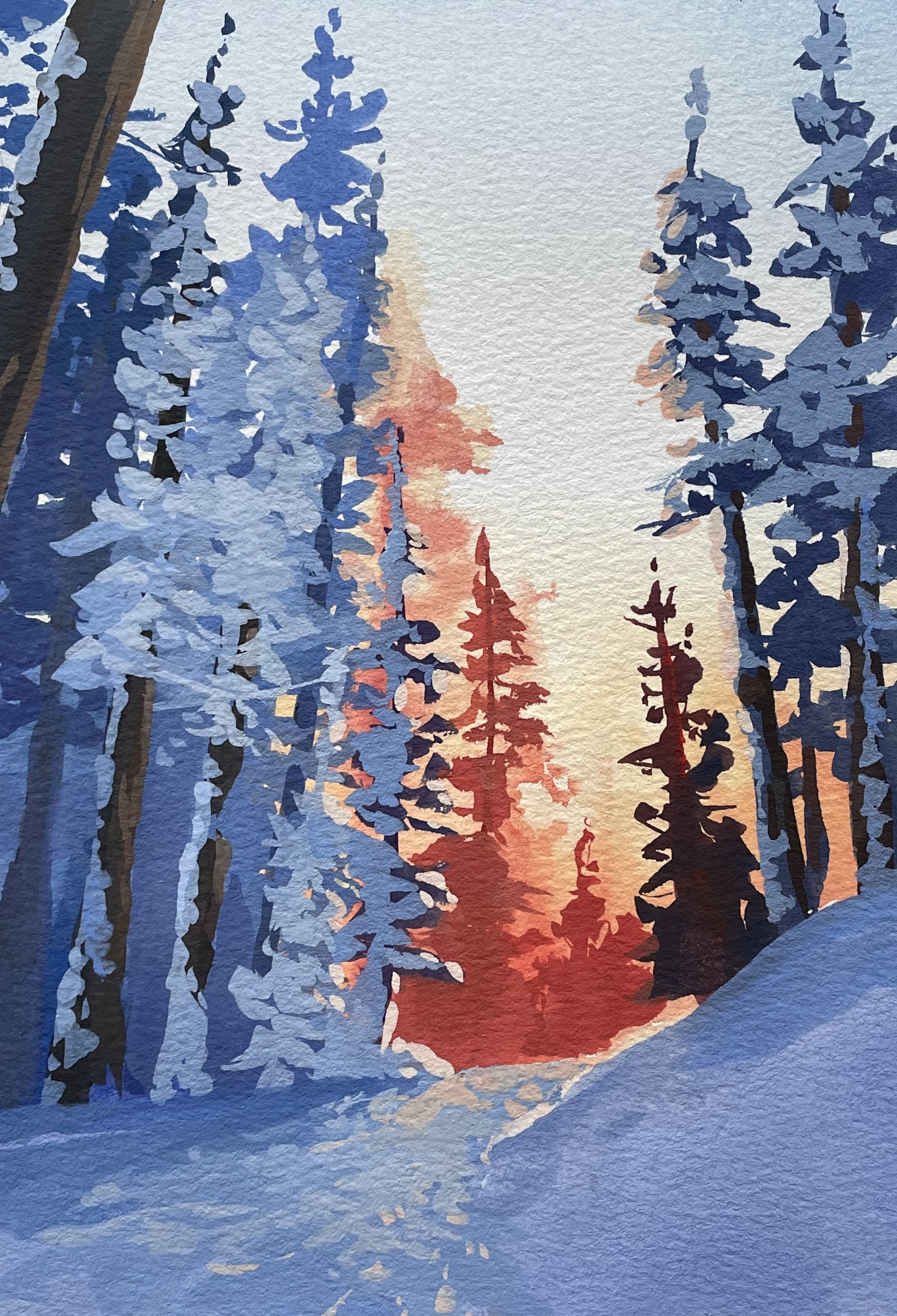 Mountain Sunset View' Gouache Landscape, an art print by Kelley Vivian -  INPRNT