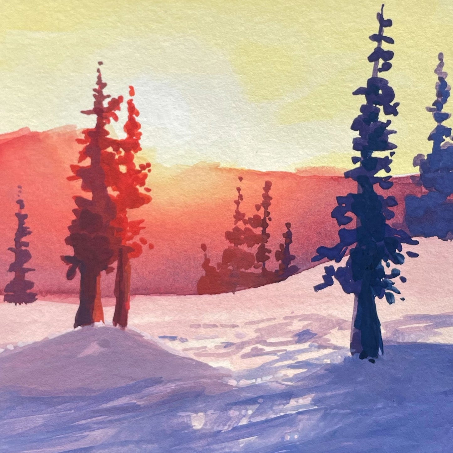'Winter Hues' Original Gouache Painting