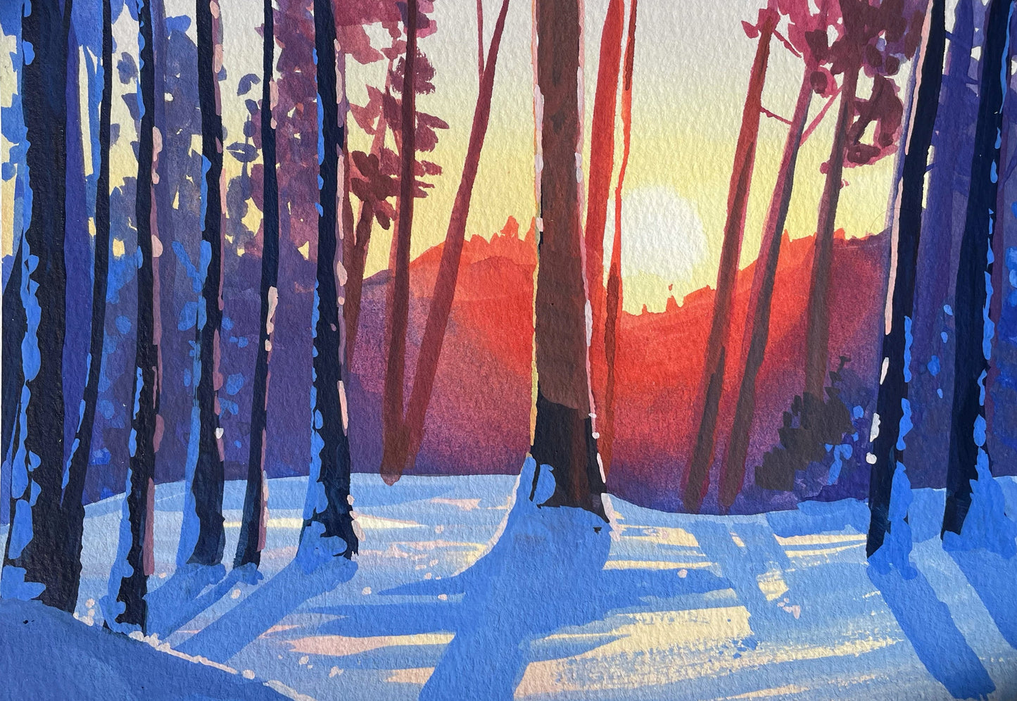 'Winter Trail' Original Gouache Painting